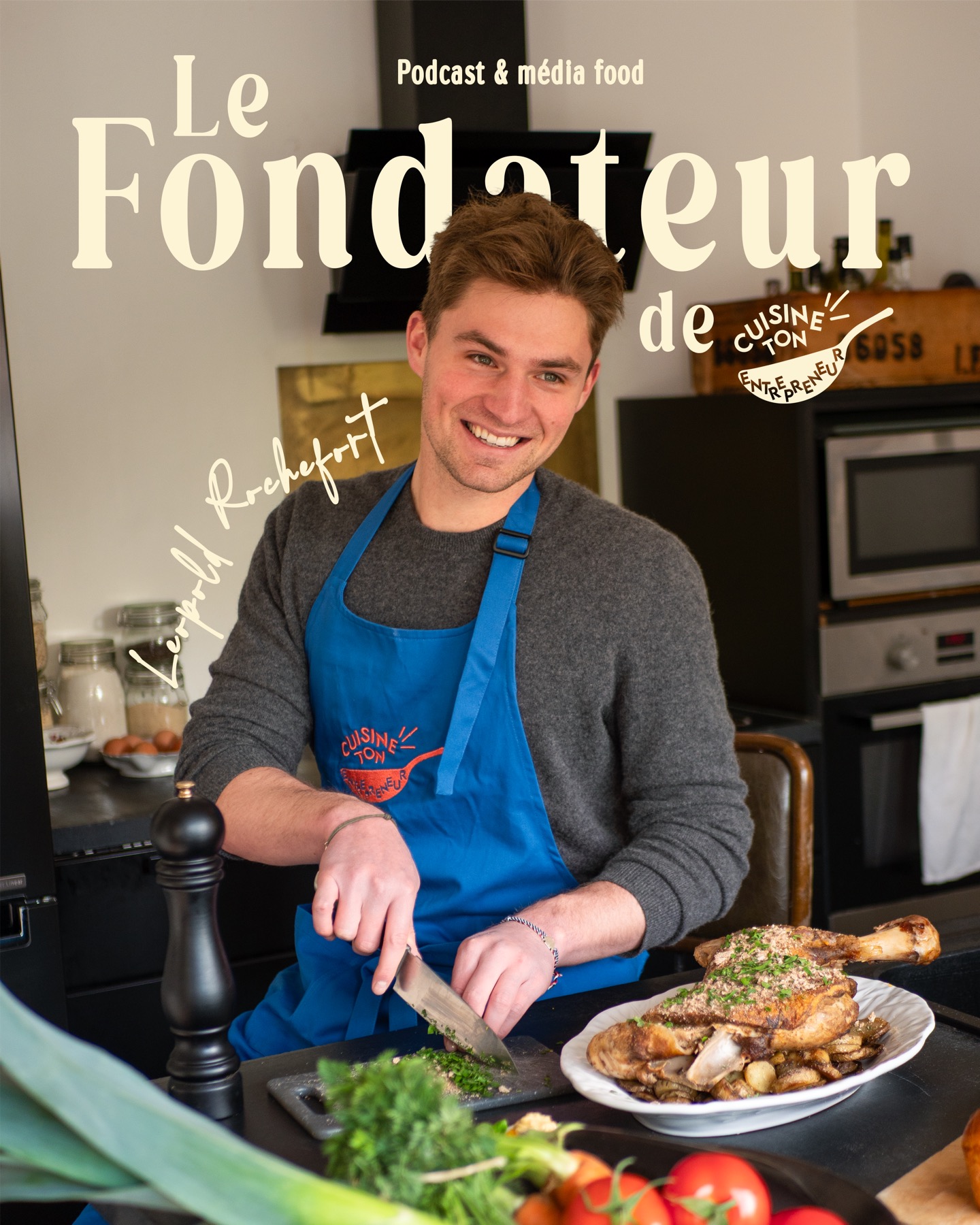 Léopold Rochefort, fondateur de Cuisine Ton Entrepreneur, en cuisine